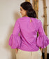 Buttoned Puffed Sleeve Linen Top